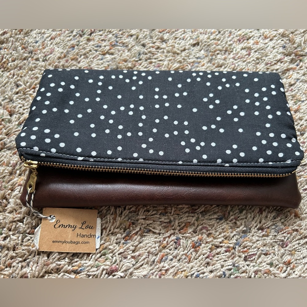 Emmy Lou Clutch Polka Dots & Faux Leather